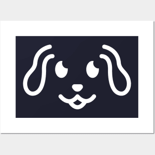 Woof! - Cute Dog Face Line Art - White Posters and Art